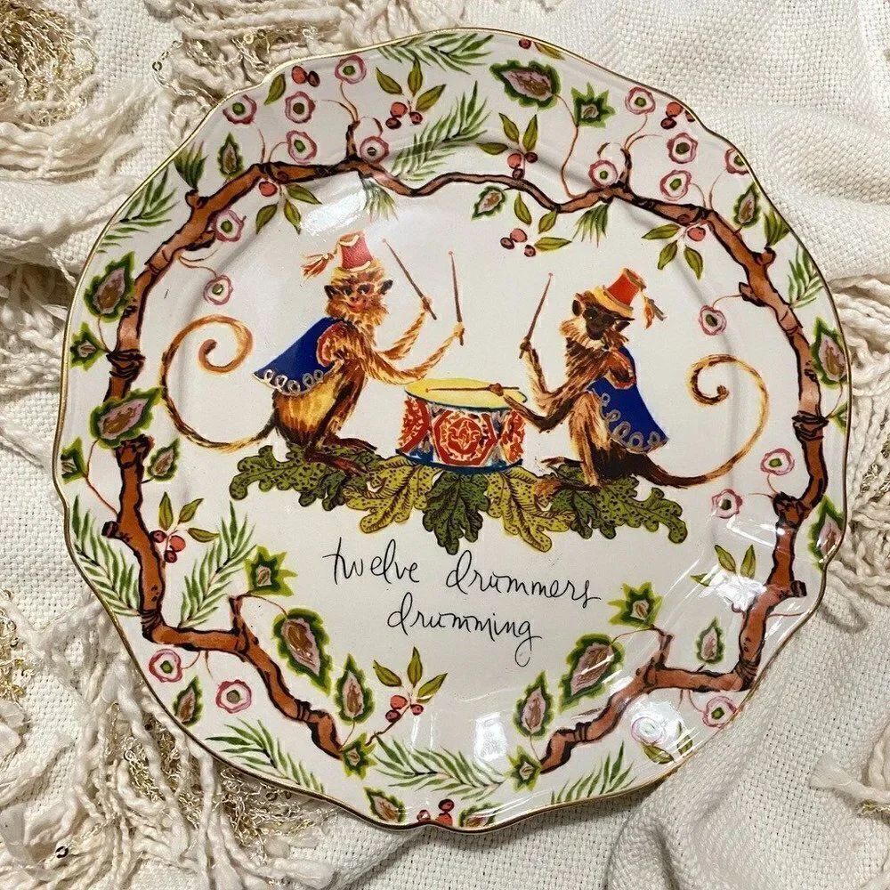 ANTHROPOLOGIE 12 days 12 Drummers Drumming Plate